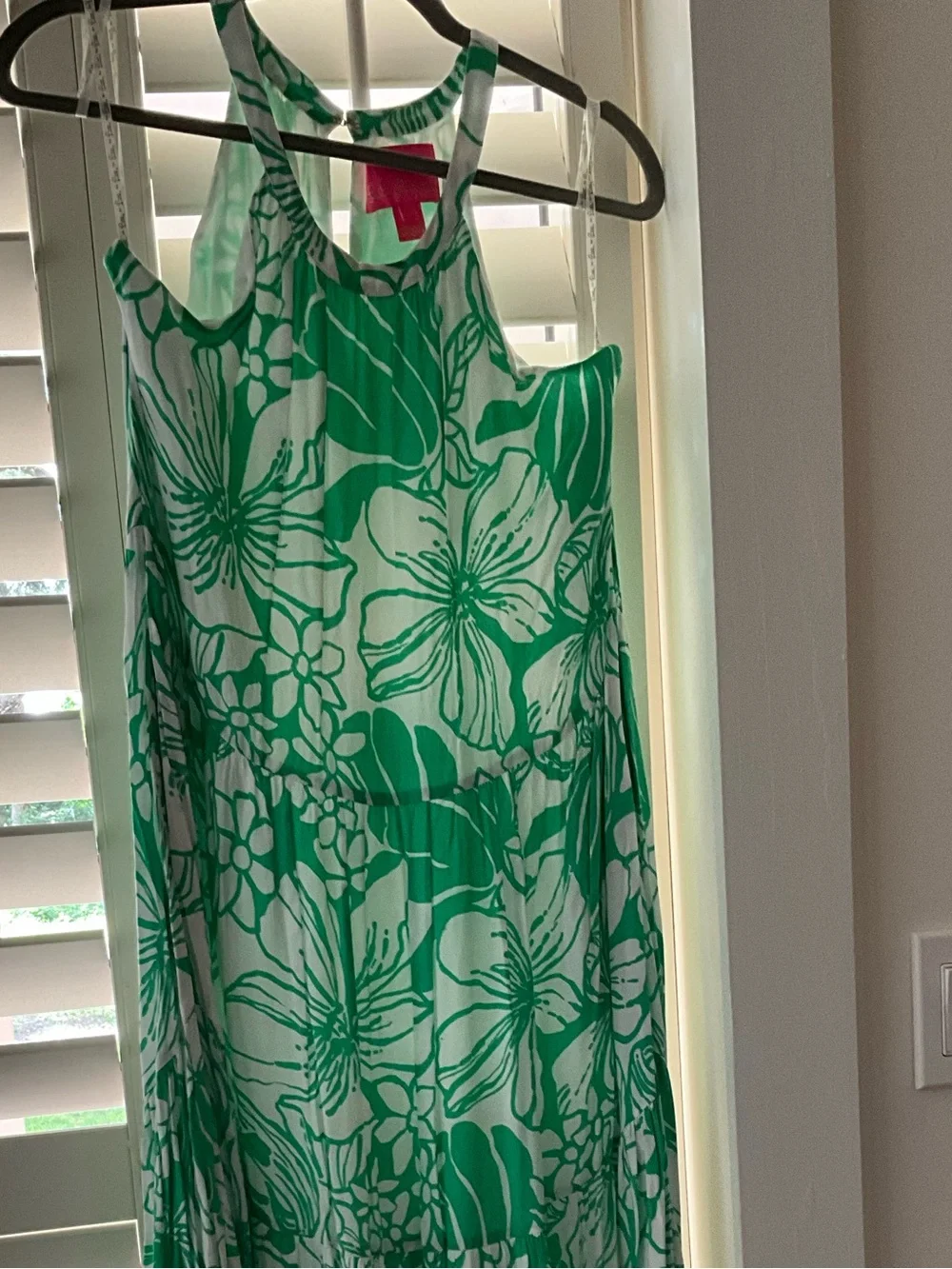LILLY PULITZER Green and White Floral Tiered Maxi Dress- MED - Picture 7 of 7